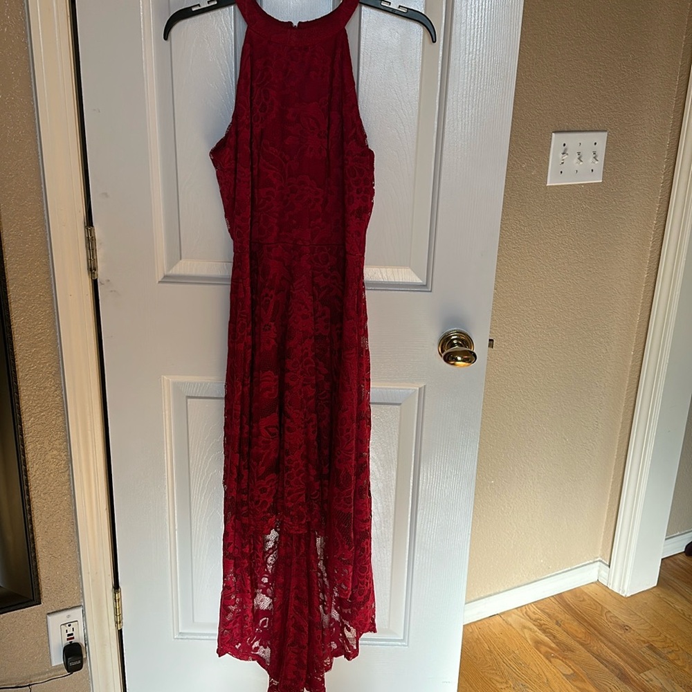 Red floral dress